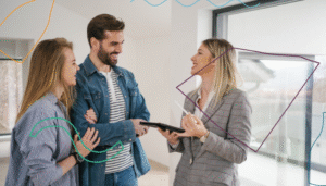 agent showing a home w clients